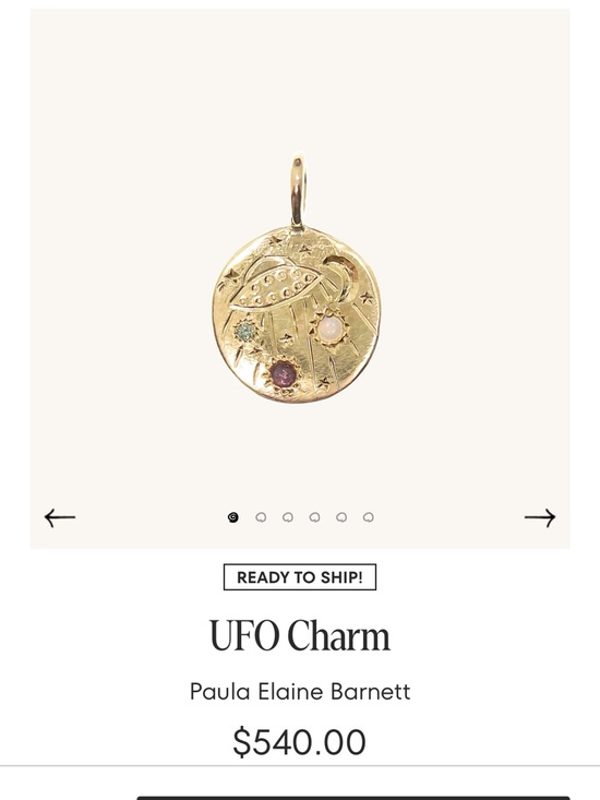 Catbird Jewelry - Catbird Gold UFO Charm by Paula Barnett